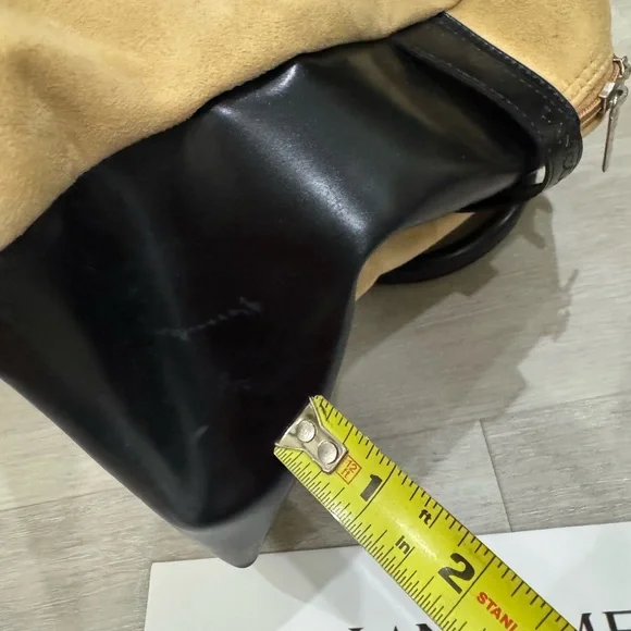 LANCÔME Large Tote/Hobo Bag - Faux Suede Calf Color With Black Bottom/Straps - Picture 12 of 12